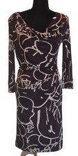*Tory Burch* SILK jersey Royal purple dress with abstract ivory print S UK 10/12