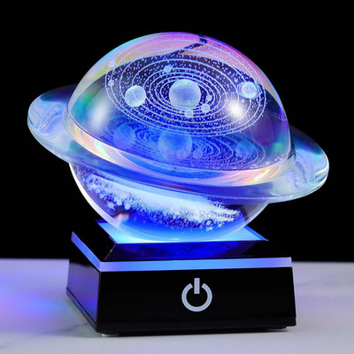 3D Solar System Model Galaxy Crystal Ball 80Mm 3.15Inch - Saturn Shape Outer Spa