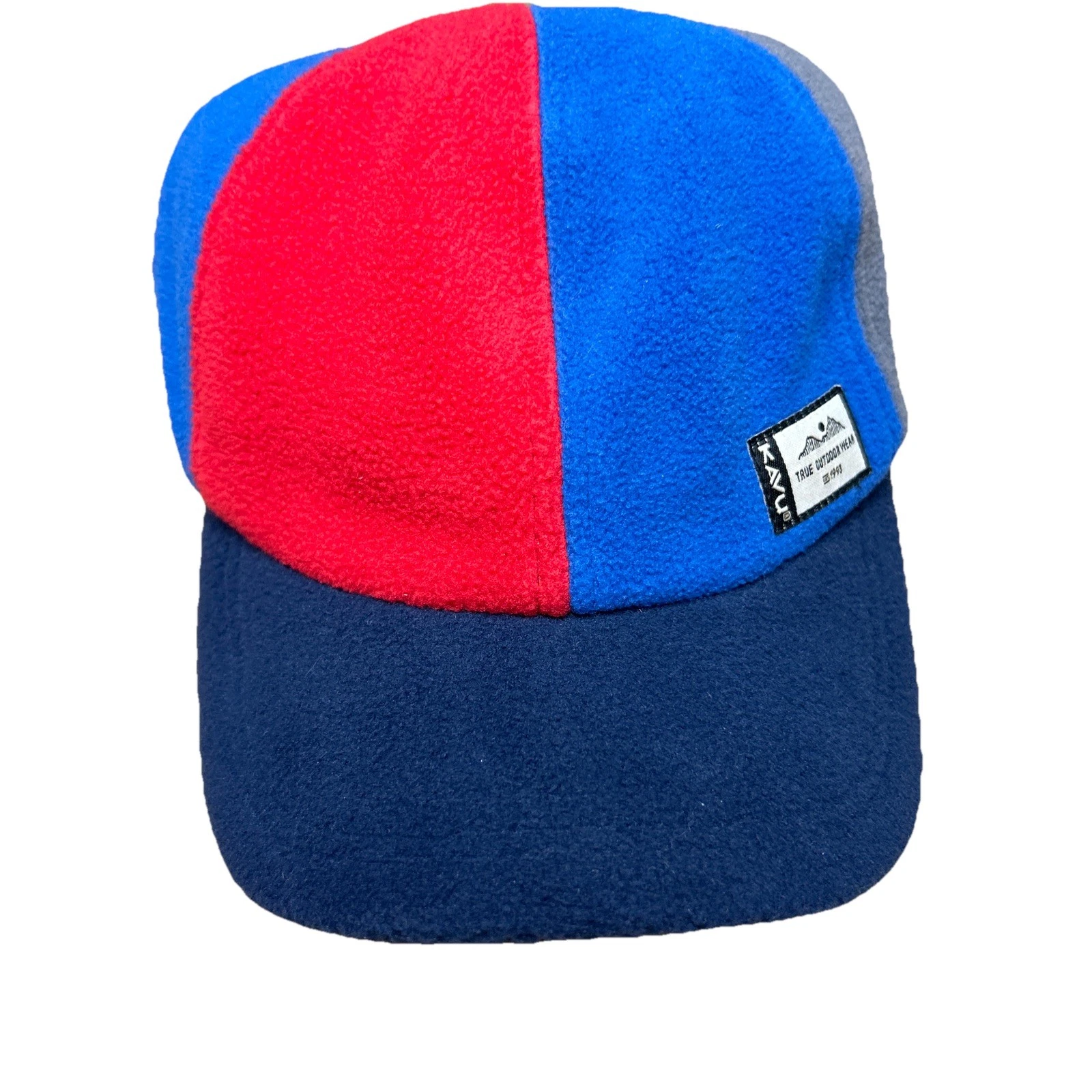 Kavu Fleece Leather Strapback Hat Color Block Outdoor Wear