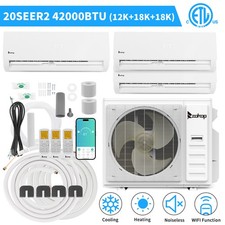 42000 BTU 3 Zone Ductless Mini Split Air Conditioner w/Heat Pump (12K+18K+18K)