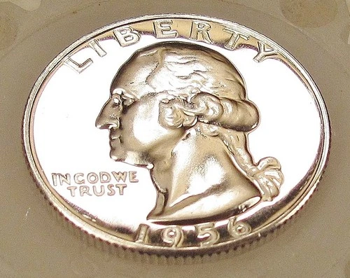 1956  Choice Proof Quarter 90% SILVER  Blazing Mirrored Surfaces #122 ~ 7