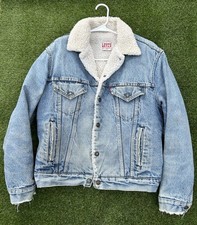 Vintage Levi Strauss Denim Trucker Jacket Sherpa Fleece Lining 40R Medium