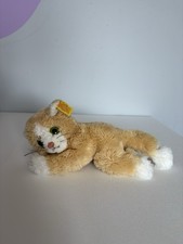 Steiff Cat Orange Laying Down Stuffed Animal Plush Toy Damaged Read