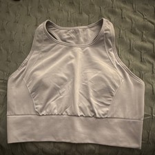 Lululemon Women  s Sports Bra Size 12 Light Gray Racerback Longline Med. Support