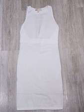 MICHAEL KORS White Textured Knit Sheath Dress Size S Sleeveless Crew Neck Used