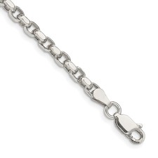 Sterling Silver 3.5mm Diamond-cut Rolo Chain Necklace