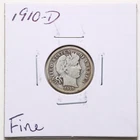 1910-D 10C Barber Liberty Head Dime in Fine Condition #RK076