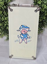 Vintage 1950s Pink White Doll Case Trunk with Baby Lamb On It