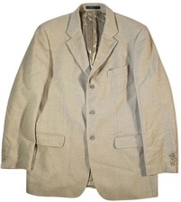 M&S Italian Merino Wool Blazer 44L Mens Beige Woolmark Jacket