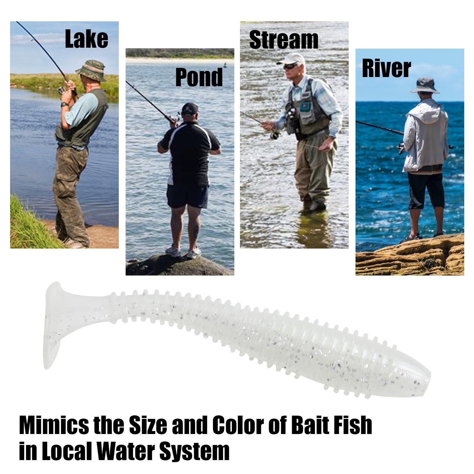 Little Soft Plastic Swimbaits, 75/60 PCs, 2.5"/3" Full Solid Body Paddle Tail... - Image 6