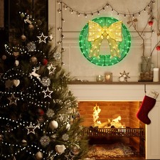 24in Christmas Wreath with LED Light, Holiday for In/Outdoor Holiday Decoration