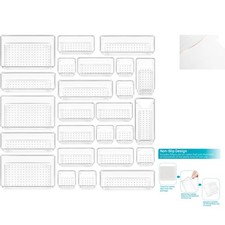 25-Piece Clear Plastic Drawer Organizers Set - Customizable Storage Solution
