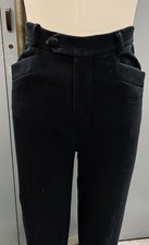 Vintage 80s Black Stirrup Pants Flat Front Pockets Trouser Stretch Cotton 8/10