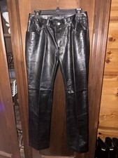 GAP Genuine Leather Boot Cut Pants Black Women’s Size 8 Y2K 100% Leather 31x32
