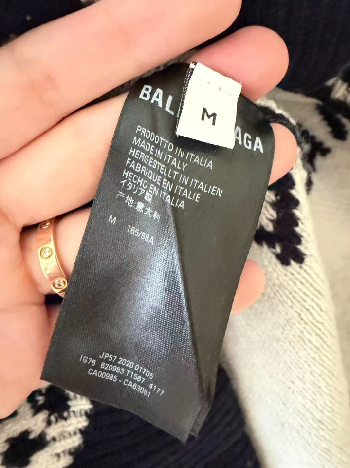 Suéter Balenciaga Lana Logo Azul Marino Blanco Mujer Talla M Gran Tamaño Cuello Redondo Foto 3 de 4