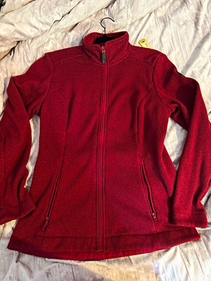 Helly Hansen Women's Full Zip Fleece Track Jacket Burgundy M Zipped Pockets