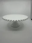 Vintage Fenton White Milk Glass Pedestal Cake Stand Plate Spanish Lace Glows