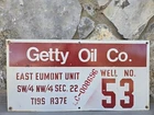 Vintage Getty Oil Co Painted Aluminum Oil Field Well Lease Sign New Mexico