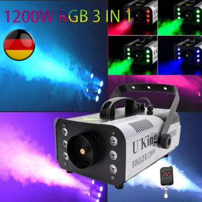 1200W Nebelmaschine RGB 6 LED DJ Party Fog Smoke Nebel Rauchmaschine mit Remote