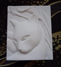 Vintage by Crowning Touch Bisque Porcelain 3D Cat Trinket Jewelry Box