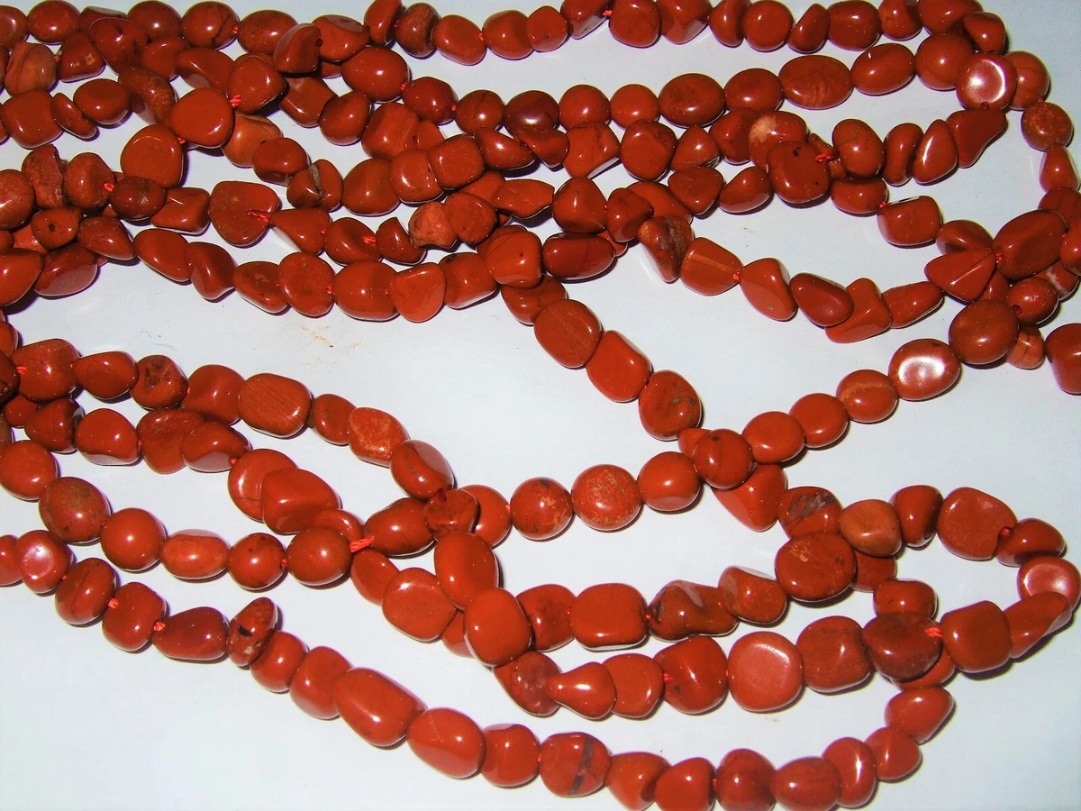 Pierres Dures Percées – Diaspro Rosso – 89 Pièces – Fil – Neuf Avec étiquettes