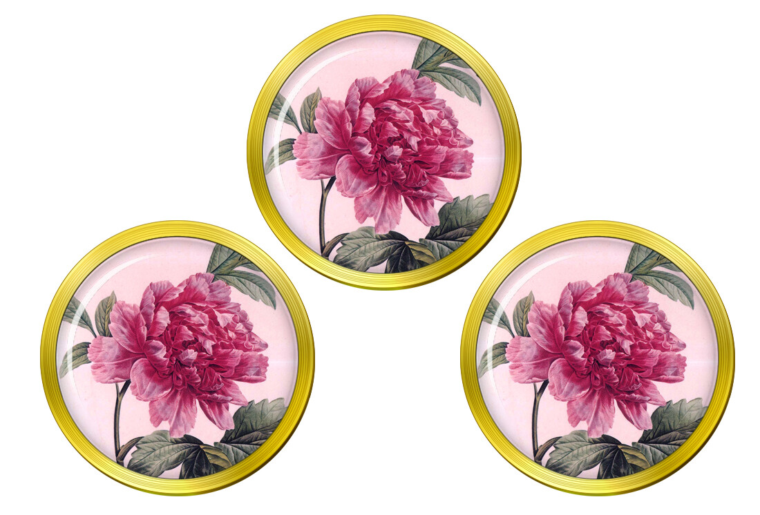 Peony Set of 3 Golf Ball Markers