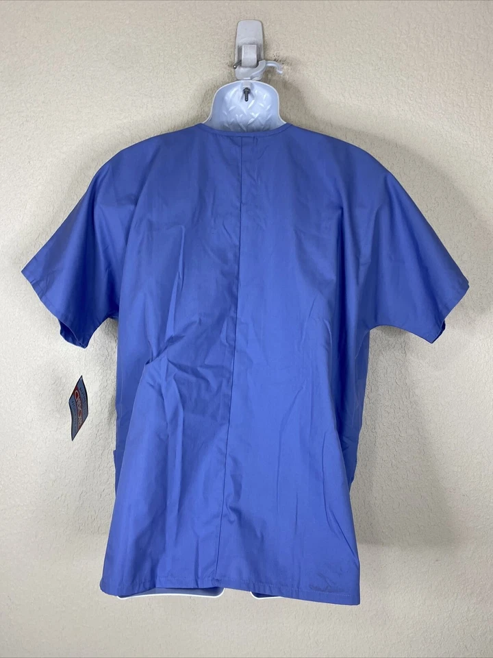 全新带标签 Cherokee 男女成人 L 码蓝色 V 领磨砂医疗口袋 — 第 3/4 张图片