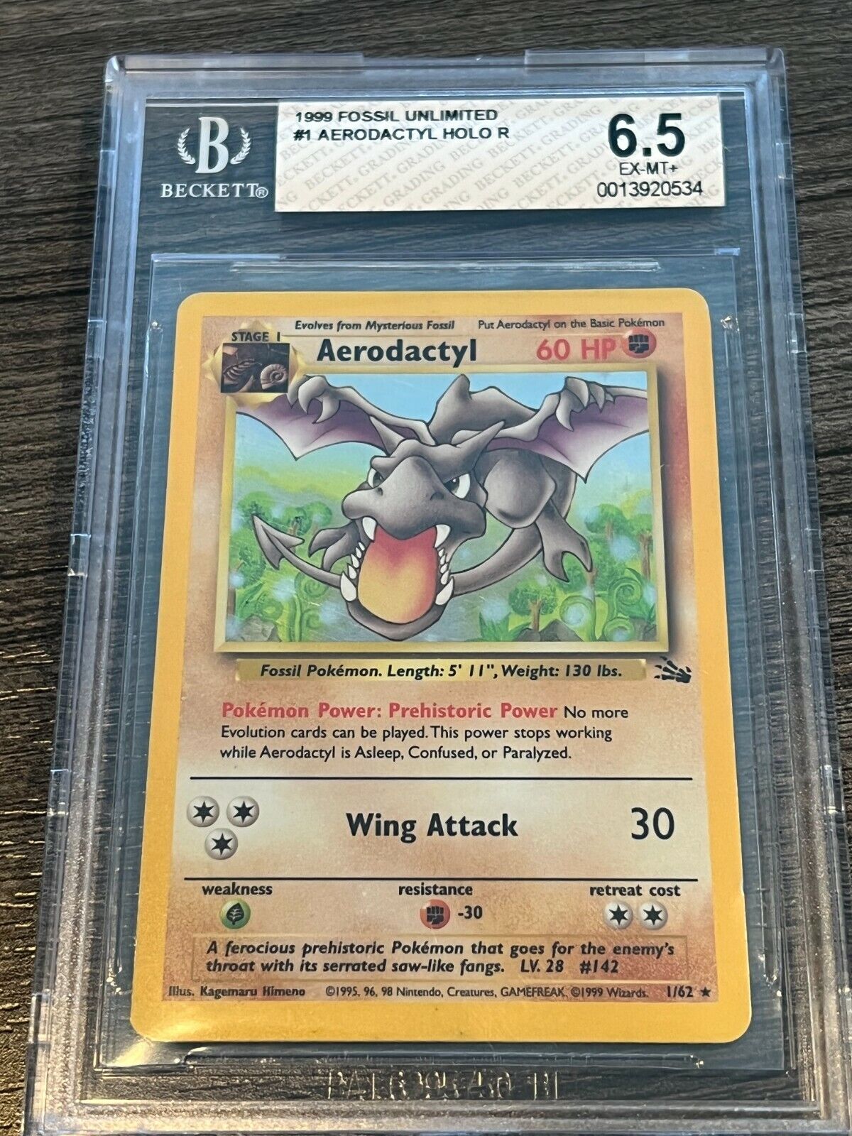 1999 Fossil #1 Aerodactyl - Holo (PSA 6 EX-MT)