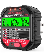 Outlet Tester Electrical GFCI Receptacle Detector with LCD Display, 90-250V Powe