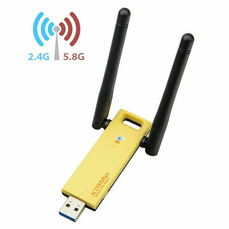 USB 3.0 1200Mbps Long Range AC1200 Dual Band 5GHz Wireless WiFi Adapter Antennas - Image 4 of 4
