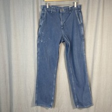Carhartt 382-83 Indigo Blue Loose Fit Straight Leg Denim Carpenter Jeans 32x33