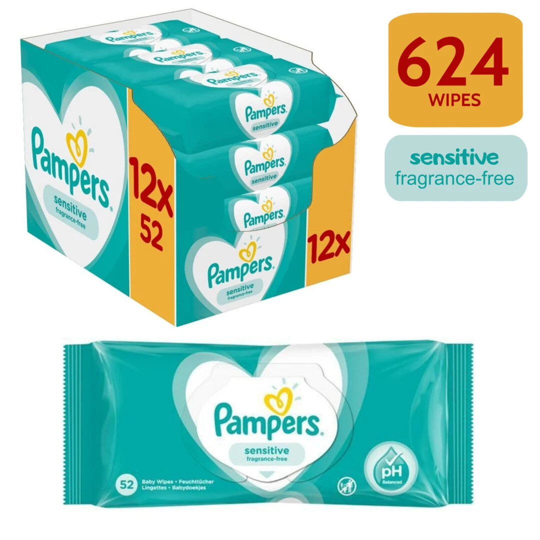 Pampers Sensitive Fragrance-Free Baby Wipes 52s x 12 (624 Wipes)
Opens in a new window or tab