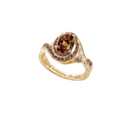 14k Gold Plated Chocolate Twist Cubic Zirconia Women s Ring Accents Size 6  