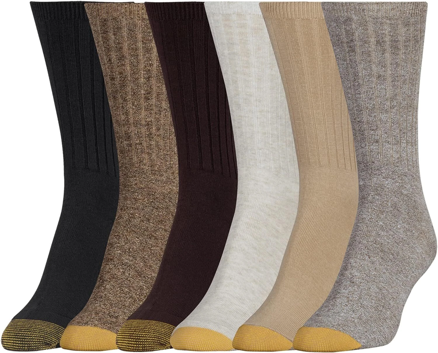 GOLDTOE Women's Casual Texture Crew Socks, Multipairs Medium, Brown 2 Mix