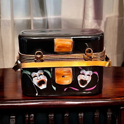 RARE Vintage Rochard Limoges France Comedy/Tragedy Case With Opera Glasses