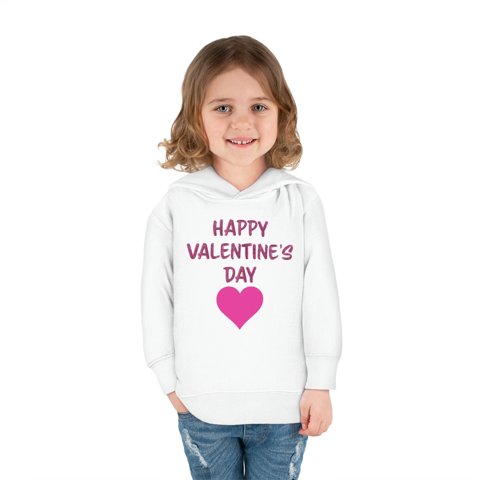 VALENTINO Felpa con cappuccio unisex pullover Happy San Valentine with cuore rosa bambino