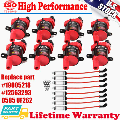 8X Ignition Coil & Wires set For Chevy Silverado GMC 4.8L 5.3L 6.0L UF262 D585