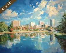 Huntsville skyline oil painting 8x10 Print