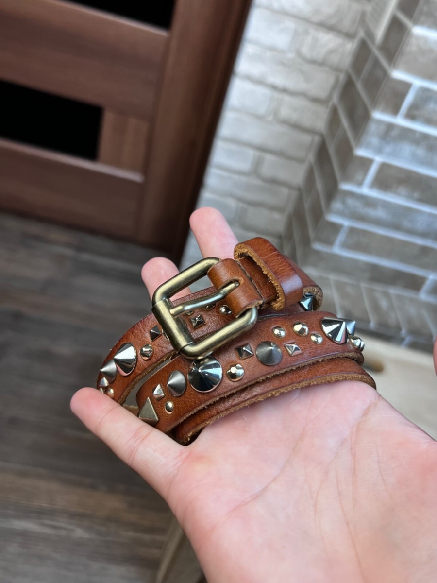 Dolce Gabbana Studded Leather Brown Belt size 115 cms | eBay