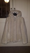 Archive By Alexa Chung For M&s - Cream Fur Hooded Coat Uk6 Bnwt