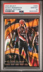2023 Panini Select Scoot Henderson Orange Tectonic Courtside RC SP PSA 10 GEM MT
