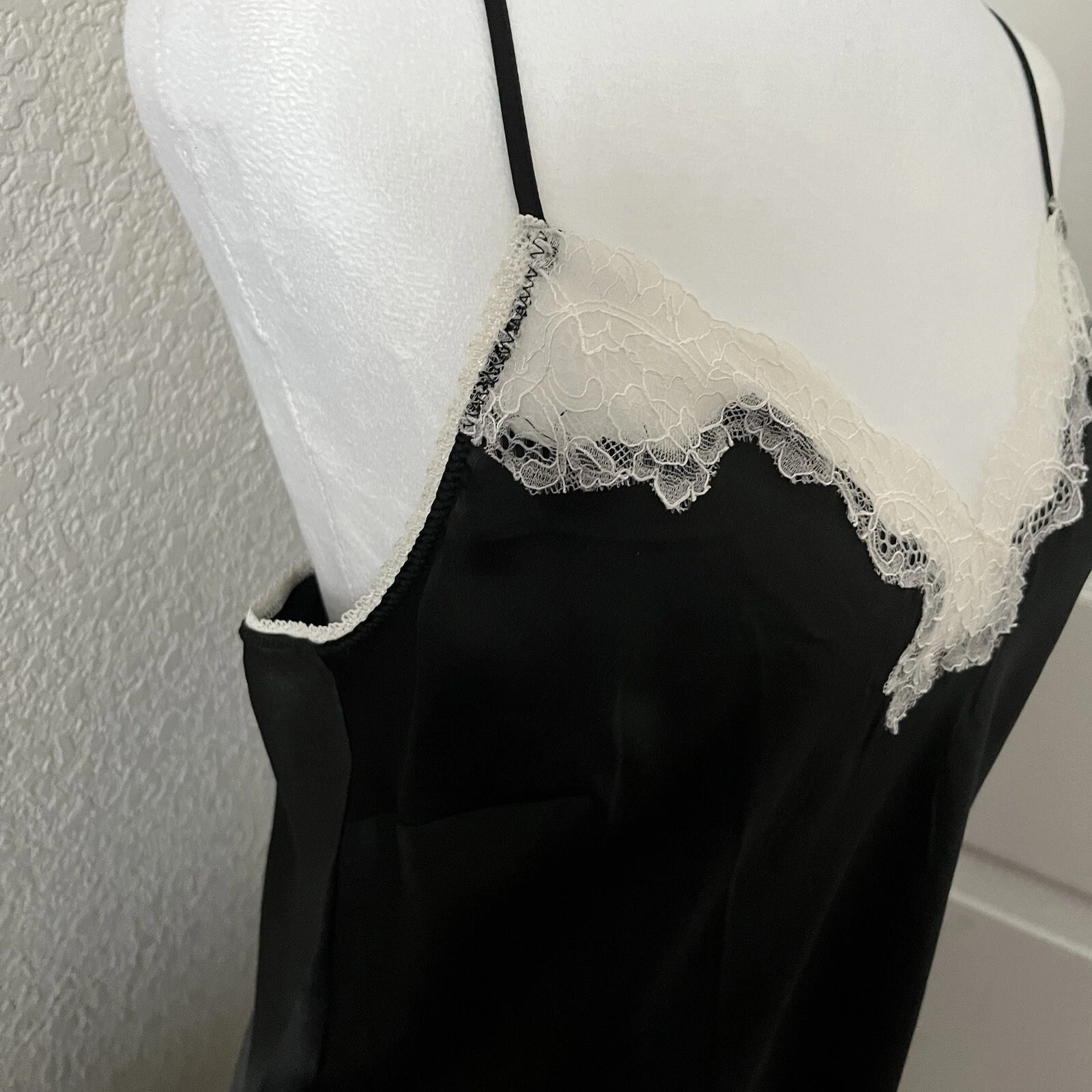 UNDERCOVER Victoria's Secret Mini Abito Vintage Bianco e Nero Pizzo Raso Angelo Slip Tg L G