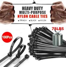 100Pcs 14" Cable Ties Heavy Duty 75LBS Ultra Nylon Wrap Wire Zip UV Resistant