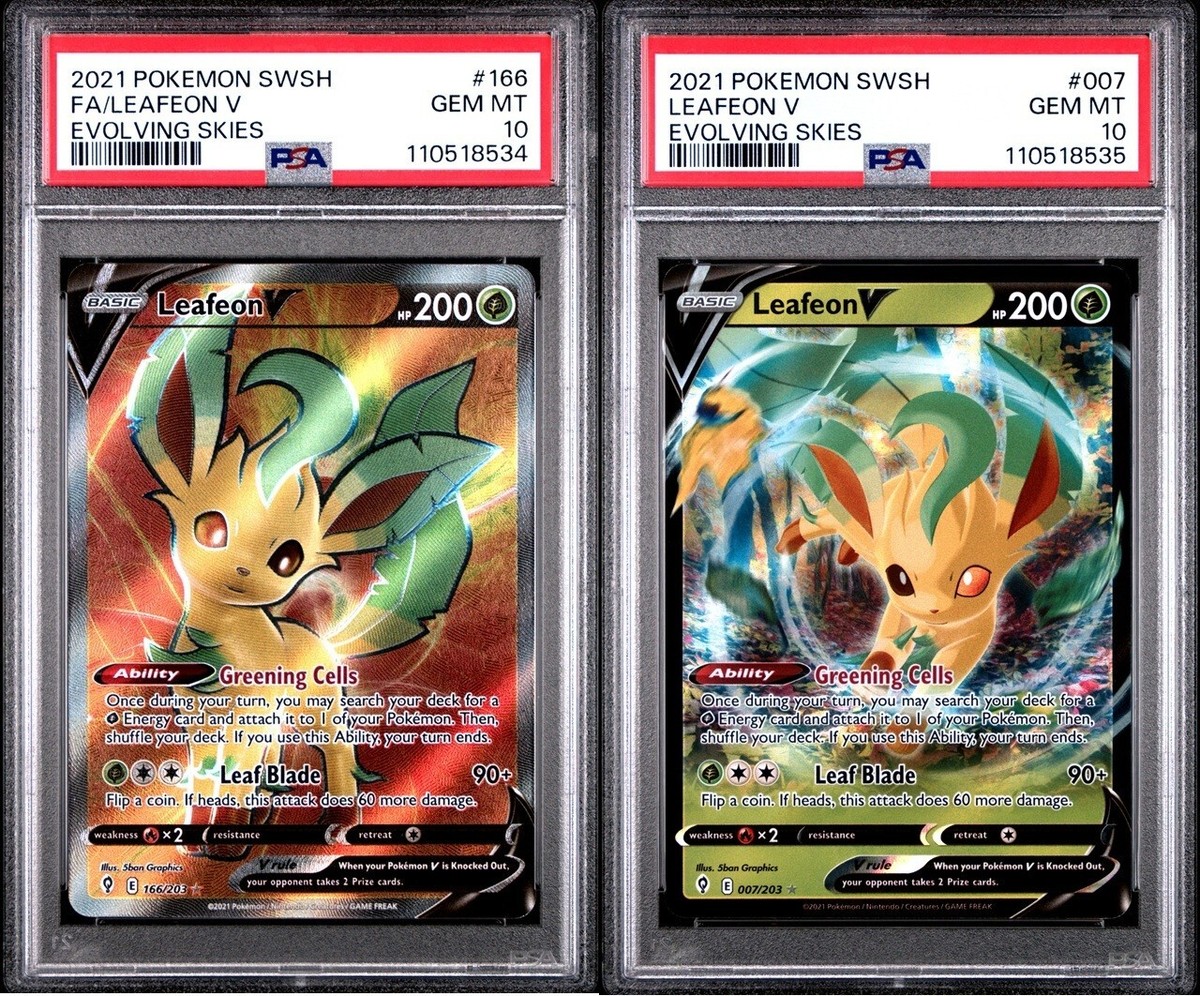 2021 ポケモンカード フレアオン V PSA10 2021 LEAFEON V #166 & #007 SWSH EVOLVING SKIES POKEMON PSA 10 2