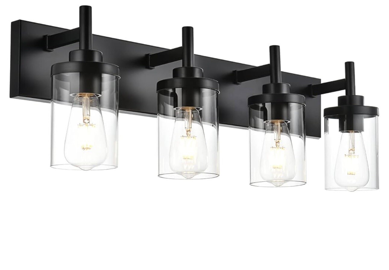 4 Lights LED Black Modern Vanity Light For Bathroom Mirror Wall Lamp Fixture