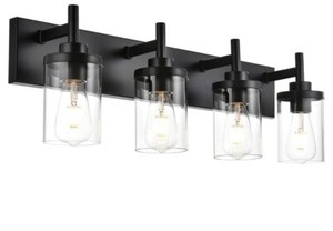 4 Lights LED Black Modern Vanity Light For Bathroom Mirror Wall Lamp Fixture