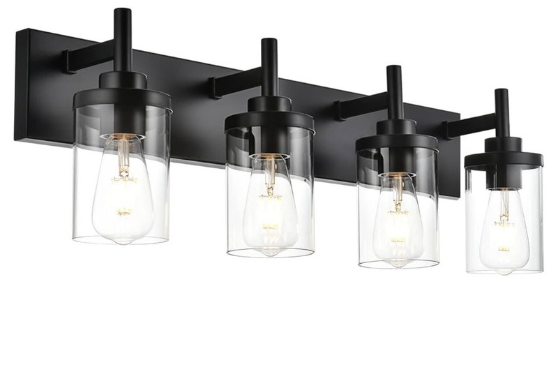 4 Lights LED Black Modern Vanity Light For Bathroom Mirror Wall Lamp Fixture