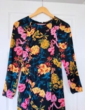 WHISTLES Silk Blend Floral Long Sleeve Dress Size 12 VGC