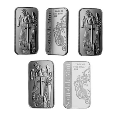 5 x 1 oz .999 Silver Bars - Scottsdale Mint Archangel Silver