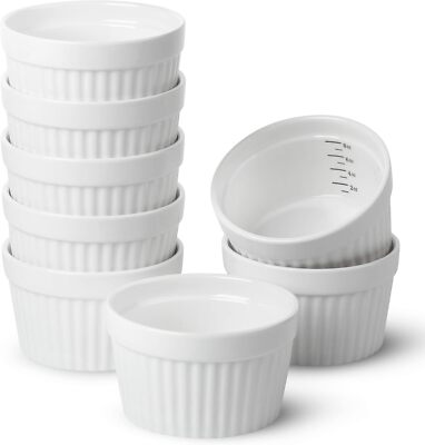 Btat- Ramekins, 8 Oz, Set Of 8, Ramekins For Baking, Ramekin With Measurement Ma